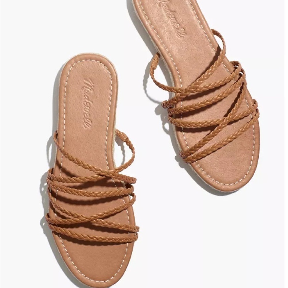 Madewell The Kathryn Espadrille Slide Sandal in Leather